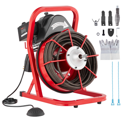 VEVOR Drain Cleaner Machine Drain Auger 75FT x 1/2 Inch Manual Feed &amp; 4 Cutters