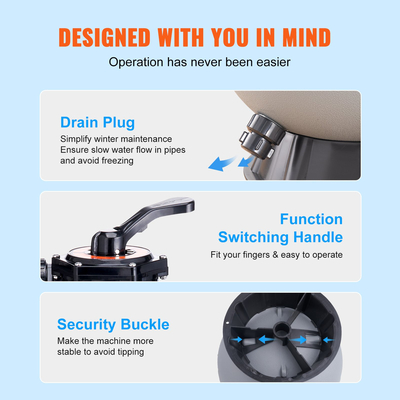 Φίλτρο άμμου VEVOR, 24 ιντσών, ταχύτητα ροής έως 65 GPM, Σύστημα φίλτρου άμμου πάνω από την εσωτερική πισίνα με βαλβίδα πολλαπλών θυρών 7 κατευθύνσεων, φίλτρο, πλύση, ξέπλυμα, ανακυκλοφορία, απόβλητα, χειμώνας, κλειστές λειτουργίες