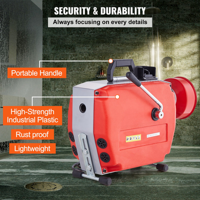 Μηχανή καθαρισμού αποχέτευσης VEVOR 120FT x 7/8&quot; 420W Sewer Snake Auger Manual Feed