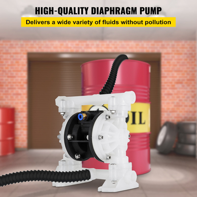 VEVOR Air Double Diaphragm Pump 7GPM 100PSI Αντλία νερού με διάφραγμα πολυπροπυλενίου με 1/2 σε θύρες εισόδου &amp; εξόδου Αντλία αέρα Διάφραγμα 226,4ft Max Head Air-operated Diaphragm Pump with Sealed Ball Valve