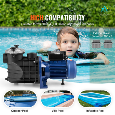 VEVOR Swimming Pool Pump 2,5HP 120GPM Max Flow Filter Pump μονής ταχύτητας 220V 2850RPM 50ft Max Head Pool Pump με καλάθι φίλτρου για πισίνες πάνω από το έδαφος Υδρομασάζ Spas