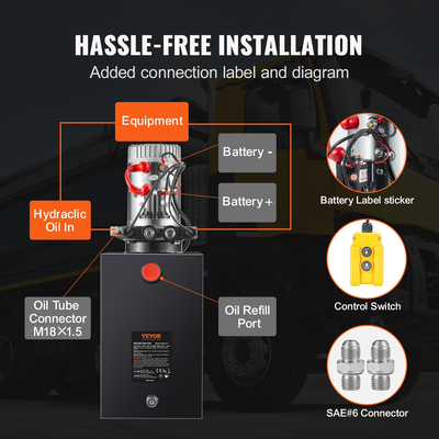 VEVOR Hydraulic Pump 15 Quart Double Acting Dump Trailer Pump Μονάδα ισχύος DC 12V