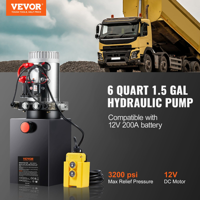 VEVOR Hydraulic Pump 6 Quart Double Acting Dump Trailer Pump Μονάδα ισχύος DC 12V