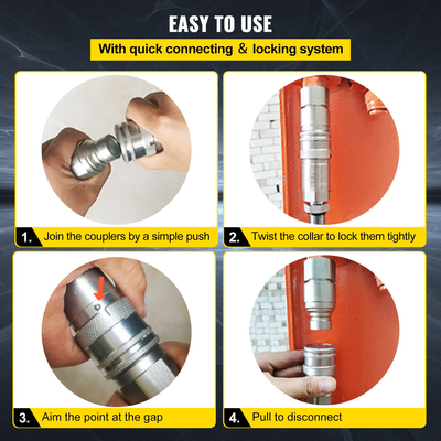 VEVOR Hydraulic Quick Connect 1/2 Body with 1/2&quot; NPT Thread Hydraulic Coupler 4 Pairs Hydraulic Coupling Quick Connect 45,5 L/min Hydraulic Quick Coupler (ISO 16028)