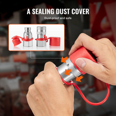 VEVOR 1/2&quot; Flat Face Hydraulic Couplers 3/4 SAE Skid Steer Couplers 2 Dust Caps