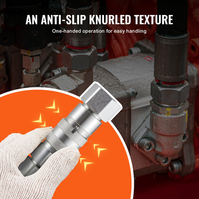 VEVOR 1/2&quot; Flat Face Hydraulic Couplers 3/4 SAE Skid Steer Couplers 2 Dust Caps