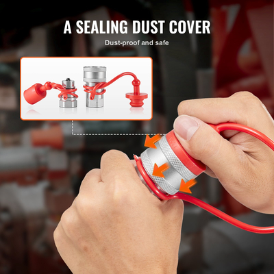 VEVOR 1/2&quot; Tapered Hydraulic Couplers 1/2&quot; NPT Skid Steer Couplers 4 Dust Caps