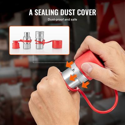 VEVOR 1/2&quot; Flat Face Hydraulic Couplers 1/2&quot; NPT Skid Steer Couplers 2 Dust Caps