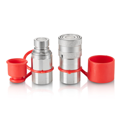 VEVOR 1/2&quot; Flat Face Hydraulic Couplers 1/2&quot; NPT Skid Steer Couplers 2 Dust Caps