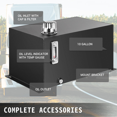 VEVOR Hydraulic Fluid Tank 10 Gal Fuel Tank Heavy Duty Hydraulic Steel Tank Reservoir, Tank Transfer Benzine, Hydraulic Reservoir with Strainer Temp Mauge Filter Καπάκι αναπνοής για τρακτέρ και φορτηγά