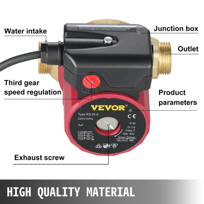 Αντλία κυκλοφορίας ζεστού νερού VEVOR 0,6 ιντσών 220V 5,3 GPM 90W Ενισχυτική αντλία νερού 0,8A για Ηλεκτρονικό Αυτόματο Πλυντήριο οικιακού ντους Bar