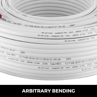 VEVOR 984 Ft Roll of 1/2&quot; PEX-AL-PEX Oxygen Barrier Tubing Oxygen Barrier Radiant Floor PEX Pipe PEX Radiant Heat Δάπεδο Θέρμανση Υδραυλικά 300M Εσωτερικό στρώμα αλουμινίου Σωλήνας PEX Tubing (300m)