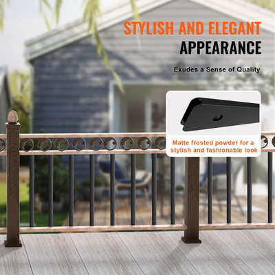 Μεταλλικά κάγκελα VEVOR Staircase, 38&#039;&#039; x 1&#039;&#039; Επίπεδοι διακοσμητικοί άξονες από κράμα αλουμινίου, 72 Pack κιγκλίδωμα καταστρώματος με βίδες, κλασικό κιγκλίδωμα κοίλου καταστρώματος σατέν με μαύρη επίστρωση για βεράντα