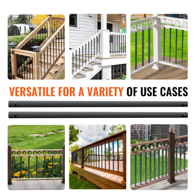 Μεταλλικά κάγκελα VEVOR Staircase, 32,28&#039;&#039; x 1&#039;&#039; Επίπεδοι διακοσμητικοί άξονες από κράμα αλουμινίου, 51 πακέτο κιγκλίδωμα καταστρώματος με βίδες, κλασικό κιγκλίδωμα κοίλου καταστρώματος σατέν με μαύρη επίστρωση για βεράντα