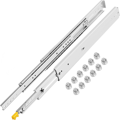 Slides συρταριού VEVOR Heavy Duty 34&quot; Μήκος, συρτάρι κλειδώματος 500 lbs Χωρητικότητα φορτίου Long Full Extension Συρτάρι συρτάρι 1 ζεύγος Πλαϊνή βάση Ρουλεμάν συρταριού Γλιστρήματα ώθησης για άνοιγμα Ράγα δρομέων συρταριού