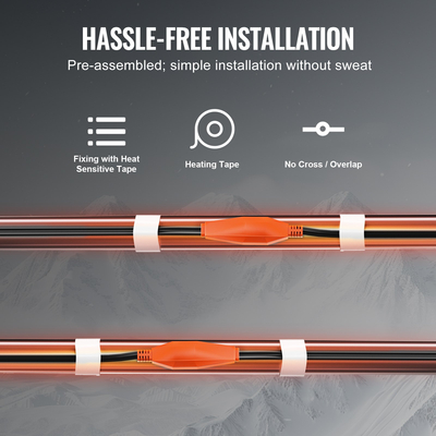 Καλώδιο θέρμανσης σωλήνα VEVOR 4m 23W/m Θερμική ταινία για σωλήνες με ενσωματωμένο θερμοστάτη
