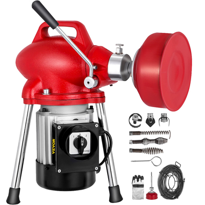 VEVOR 250W Electric Pipe Dredger Pipeline Unblocker w/ Cutter 3 Spiral 220 V Drain Auger για μπάνιο κουζίνας