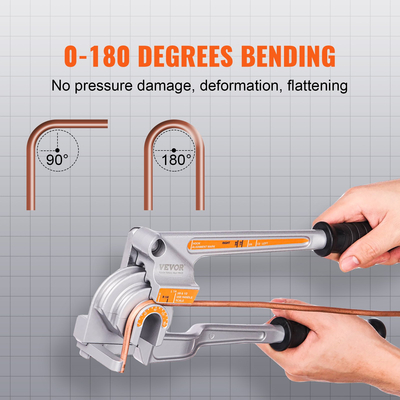 VEVOR Pipe Tube Bender, 1/4&quot;, 3/8&quot;, 1/2&quot; OD, 3 in 1 Manual Level Tube Bender, 180° Copper Pipes Aluminium Bending Tools for HVAC Air Conditioning Refrigerator