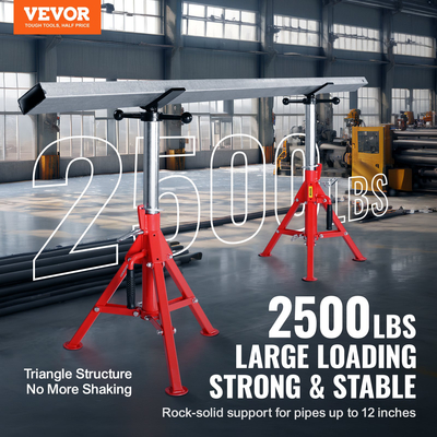 VEVOR V Head Pipe Stand, 2500 lbs Load Capacity Pipe Jack Stand, Ρυθμιζόμενο Ύψος 20&quot;-37&quot;, Φορητά πτυσσόμενα σταντ σωλήνων για συγκολλήσεις, αυτοκίνητα και κατασκευαστικά έργα