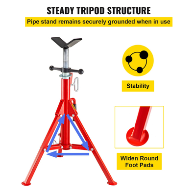 VEVOR V Head Pipe Stand Ρυθμιζόμενο Ύψος 28-52 ίντσες 4500lbs/2 Tons Pipe Jack Stand Πτυσσόμενο φορητό ψηλό αναδιπλούμενο σταντ σωλήνων με V Head Fold A γρύλοι τρέιλερ