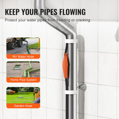 Καλώδιο θέρμανσης σωλήνα VEVOR 18m 23W/m Θερμική ταινία για σωλήνες με ενσωματωμένο θερμοστάτη