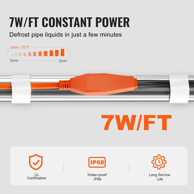 Καλώδιο θέρμανσης σωλήνα VEVOR 25m 23W/m Θερμική ταινία για σωλήνες με ενσωματωμένο θερμοστάτη