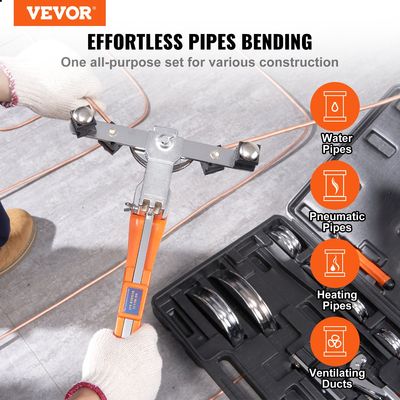 VEVOR Pipe Tube Bender, 1/4&quot;-7/8&quot; Ratcheting Tubing Bender, 90° Forward/Reverse Pipes Bender Tools with 7 Dies for HVAC Air Conditioning Refrigerator