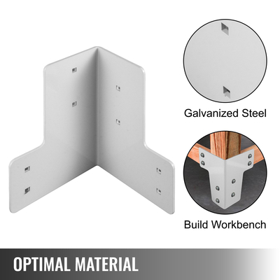 Γωνιακά στηρίγματα πάγκου εργασίας VEVOR 8 υπολογιστές Αγορά κιτ επιτραπέζιας βάσης 48 LBS γωνιακά στηρίγματα τραπεζιού καταστήματος 4 mm Ορθή γωνία Λευκό Χρώμα γαλβανισμένο ατσάλι Ανυψωμένα στηρίγματα πλατφόρμας για άκρη καταστρώματος και πάγκο εργασίας