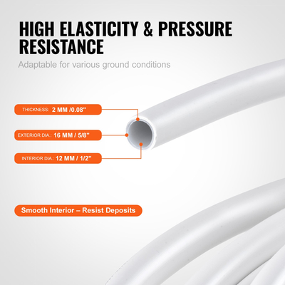 Σωλήνας VEVOR PEX-AL-PEX, 984 πόδια, 5/8&#039;&#039; Διάμετρος Σωλήνας Αλουμινίου-Πλαστικού Σύνθετου Οξυγόνου Φράγμα ακτινοβολίας δαπέδου PEX Σωλήνας, 0,08&#039;&#039; Πάχος Ακτινοβόλος Θερμικό Δάπεδο Υδραυλικά Εσωτερικό στρώμα αλουμινίου Σωλήνας PEX