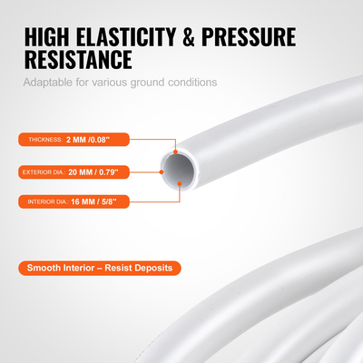 Σωλήνας VEVOR PEX-AL-PEX, 164 πόδια, διάμετρος 0,79&#039;&#039; Σύνθετος σωλήνας Αλουμινίου-Πλαστικού Οξυγόνου Φράγμα ακτινοβόλησης δαπέδου PEX, 0,08&#039;&#039; Πάχος ακτινοβόλος θερμότητας δαπέδου υδραυλικά Εσωτερικό στρώμα αλουμινίου Σωλήνας PEX