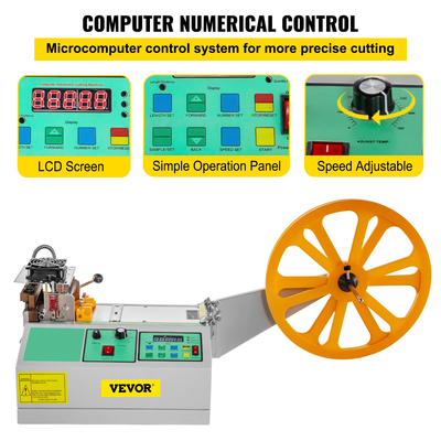 VEVOR Αυτόματη μηχανή κοπής ψυχρής ταινίας Ψηφιακός κοπτικός ζωνών 95mm/3,7 ιντσών Πλάτος κοπής για πλαστική κορδέλα Velcro με φερμουάρ Ελαστική ζώνη