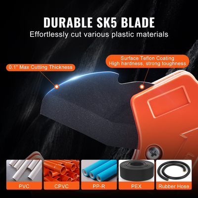 VEVOR PVC Pipe Cutter Ratcheting PVC Pipe Cutter 0-2-1/2&quot; OD &amp; Spare SK5 Blade