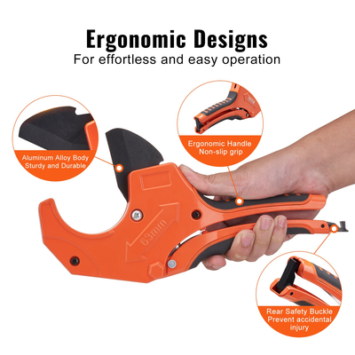 VEVOR PVC Pipe Cutter Ratcheting PVC Pipe Cutter 0-2-1/2&quot; OD &amp; Spare SK5 Blade