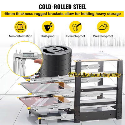 Συρταριέρα VEVOR με κλειδαριά, 1 ζεύγος 60 ιντσών, βαρέως τύπου βιομηχανικό ατσάλι χωρητικότητας έως 176,4 λίβρες, 3πλάσια πλήρη επέκταση, ρουλεμάν κλειδώματος και κλειδώματος, πλαϊνή βάση