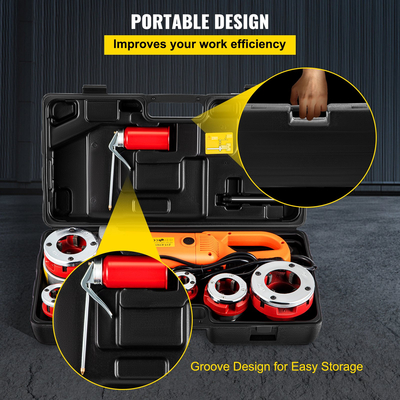 Ηλεκτρικό σπείρωμα σωλήνων, Μηχανή σπειρώματος σωλήνων 2300Βαρέων καθηκόντων χειρωνακτική εξάρτηση κίνησης δύναμης, Μηχανή σπειρώματος σωλήνων 220Φορητό σπείρωμα σωλήνων με 6 κύβους 1/2&quot;-2&quot;