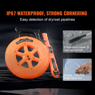 VEVOR Pipe Blockage Detector Locators 100ft/30m Αδιάβροχο για PVC Plastic Metal