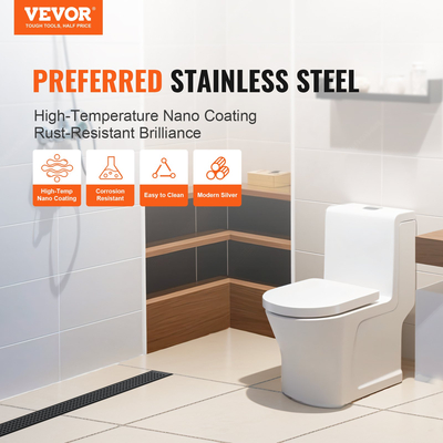 Γραμμική αποστράγγιση ντους VEVOR 610 mm με σχάρα τετράγωνης σχεδίασης, 304 από ανοξείδωτο ατσάλι ορθογώνιο στραγγιστικό δαπέδου, κομψή γραμμική αποχέτευση με φίλτρο μαλλιών, ματ μαύρο