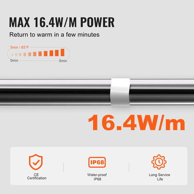 Καλώδιο θέρμανσης αυτορυθμιζόμενου σωλήνα VEVOR 1,83m 16,4W/m Θερμοταινία με Θερμοστάτη