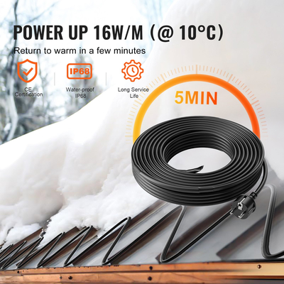 Καλώδιο θέρμανσης αυτορυθμιζόμενου σωλήνα VEVOR 9m 16W/m Θερμική ταινία για σωλήνες Οροφή