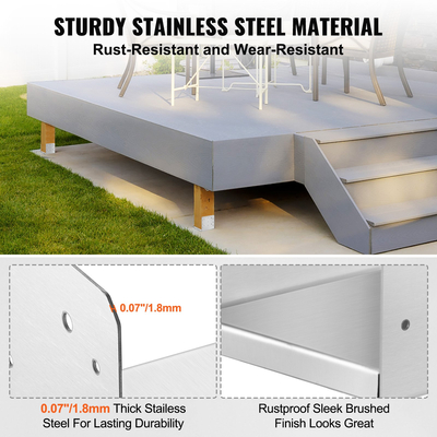 VEVOR 203.2x203.2mm Βάση στερέωσης, 1 τεμ. από ανοξείδωτο ατσάλι ρυθμιζόμενο στήριγμα αγκύρωσης (εσωτερικό 198 x 185), ρυθμιζόμενη βάση στήριξης για κιγκλίδωμα βεράντας βεράντας Pavilion Διακοσμητική πλάκα αγκύρωσης