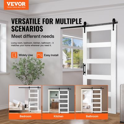 VEVOR Σετ σιταποθήκης και εξοπλισμού 36&quot; x 84&quot; Συρόμενη πόρτα αχυρώνα από ξύλο και γυαλί