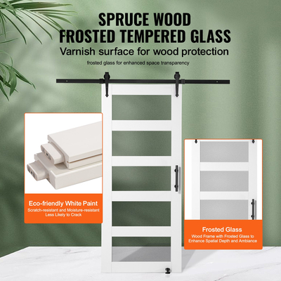 VEVOR Σετ σιταποθήκης και εξοπλισμού 36&quot; x 84&quot; Συρόμενη πόρτα αχυρώνα από ξύλο και γυαλί