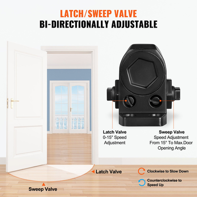 VEVOR Door Closer, Automatic Door Closer Εμπορική ή οικιακή χρήση για βάρη πόρτας 45 kg, Ρυθμιζόμενο μέγεθος Hydraulic Buffer Door Closers Heavy Duty Χυτό σώμα αλουμινίου, Εύκολη εγκατάσταση, Μαύρο