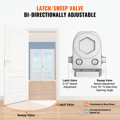 VEVOR Door Closer, Automatic Door Closer Εμπορική ή Οικιακή Χρήση για Βάρη Πόρτας 45 kg, Ρυθμιζόμενο Μέγεθος Hydraulic Buffer Door Closers Heavy Duty Χυτό σώμα από αλουμίνιο, Εύκολη εγκατάσταση, Ασημί