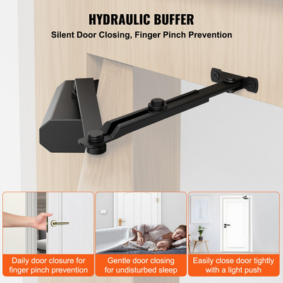 VEVOR Door Closer, Automatic Door Closer Εμπορική ή οικιακή χρήση για βάρη πόρτας 68 kg, ρυθμιζόμενο μέγεθος Hydraulic buffer Door Closers Heavy Duty Χυτό σώμα από αλουμίνιο, Εύκολη εγκατάσταση, Μαύρο