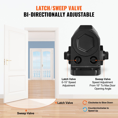 VEVOR Door Closer, Automatic Door Closer Εμπορική ή οικιακή χρήση για βάρη πόρτας 68 kg, ρυθμιζόμενο μέγεθος Hydraulic buffer Door Closers Heavy Duty Χυτό σώμα από αλουμίνιο, Εύκολη εγκατάσταση, Μαύρο
