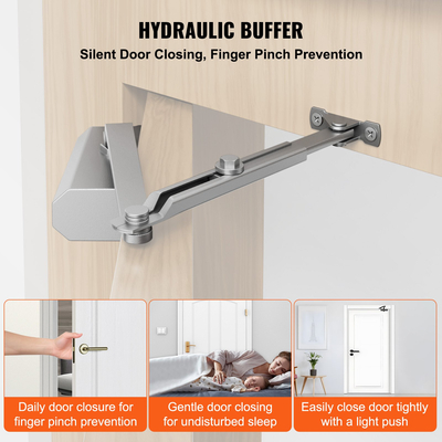 VEVOR Door Closer, Automatic Door Closer Εμπορική ή οικιακή χρήση για βάρη πόρτας 68 kg, ρυθμιζόμενο μέγεθος Hydraulic buffer Door Closers Heavy Duty Χυτό σώμα από αλουμίνιο, Εύκολη εγκατάσταση, Ασημί