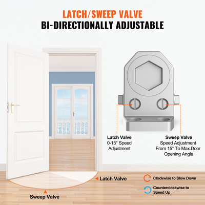 VEVOR Door Closer, Automatic Door Closer Εμπορική ή οικιακή χρήση για βάρη πόρτας 68 kg, ρυθμιζόμενο μέγεθος Hydraulic buffer Door Closers Heavy Duty Χυτό σώμα από αλουμίνιο, Εύκολη εγκατάσταση, Ασημί