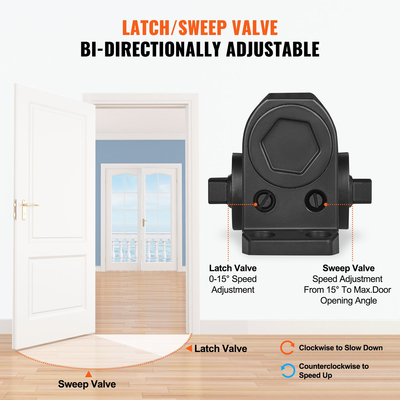 VEVOR Door Closer, Automatic Door Closer Εμπορική ή οικιακή χρήση για βάρη πόρτας 85 kg, ρυθμιζόμενο μέγεθος Hydraulic buffer Door Closers Heavy Duty Χυτό σώμα από αλουμίνιο, Εύκολη εγκατάσταση, Μαύρο