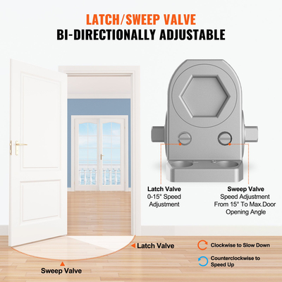 VEVOR Door Closer, Automatic Door Closer Εμπορική ή Οικιακή Χρήση για Βάρη Πόρτας 85 kg, Ρυθμιζόμενο Μέγεθος Hydraulic Buffer Door Closers Heavy Duty Χυτό σώμα από αλουμίνιο, Εύκολη εγκατάσταση, Ασημί